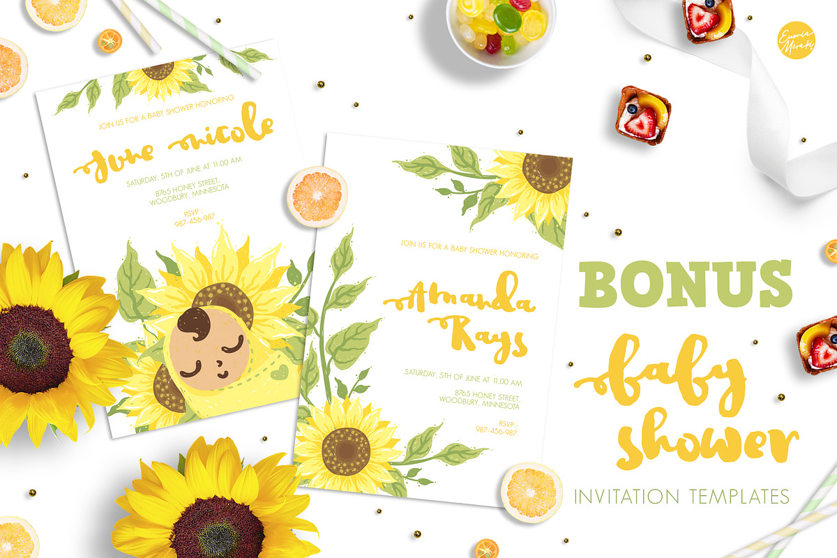 Yellow Sunflower Baby Shower, an Illustration by Euonia Meraki (Photo 6 of 8)