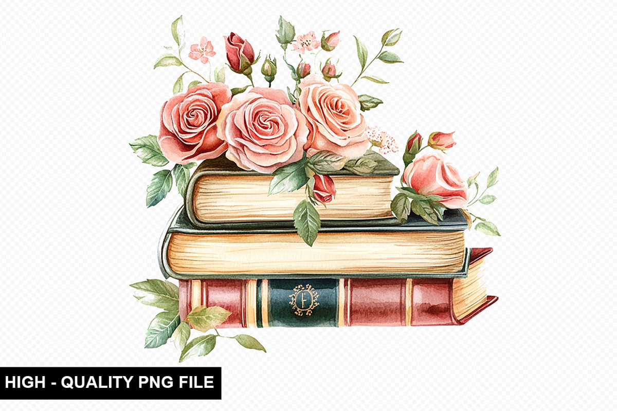 Watercolor Floral Book Clipart, an Illustration by crative8112 (Photo 6 of 11)