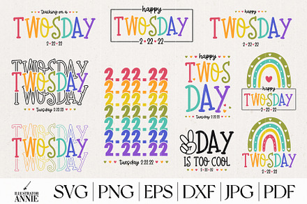Happy Twosday SVG Quote Bundle