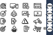 Digital Marketing Icon Set, an Illustration by designvectx (Thumbnail 1 of 3)