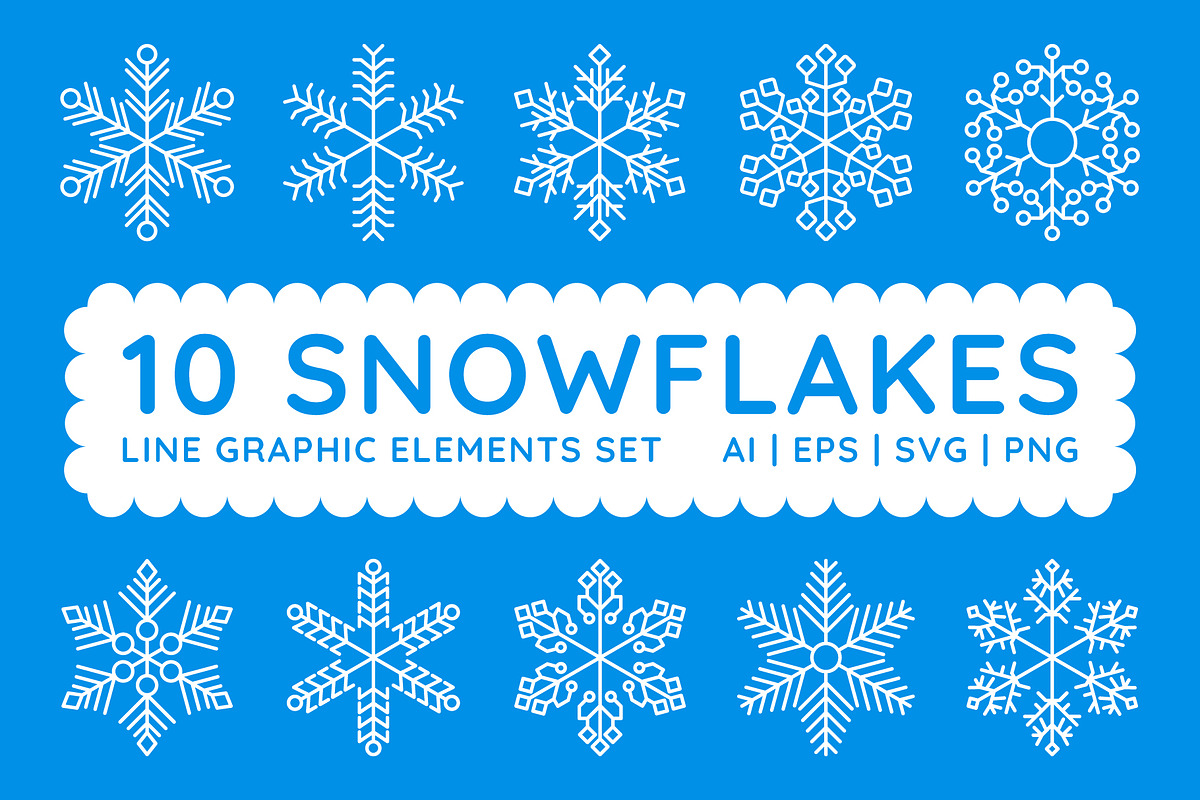 10 Snowflakes Line Graphic Elements, an Object Graphic by romanlypovyi (Photo 1 of 5)