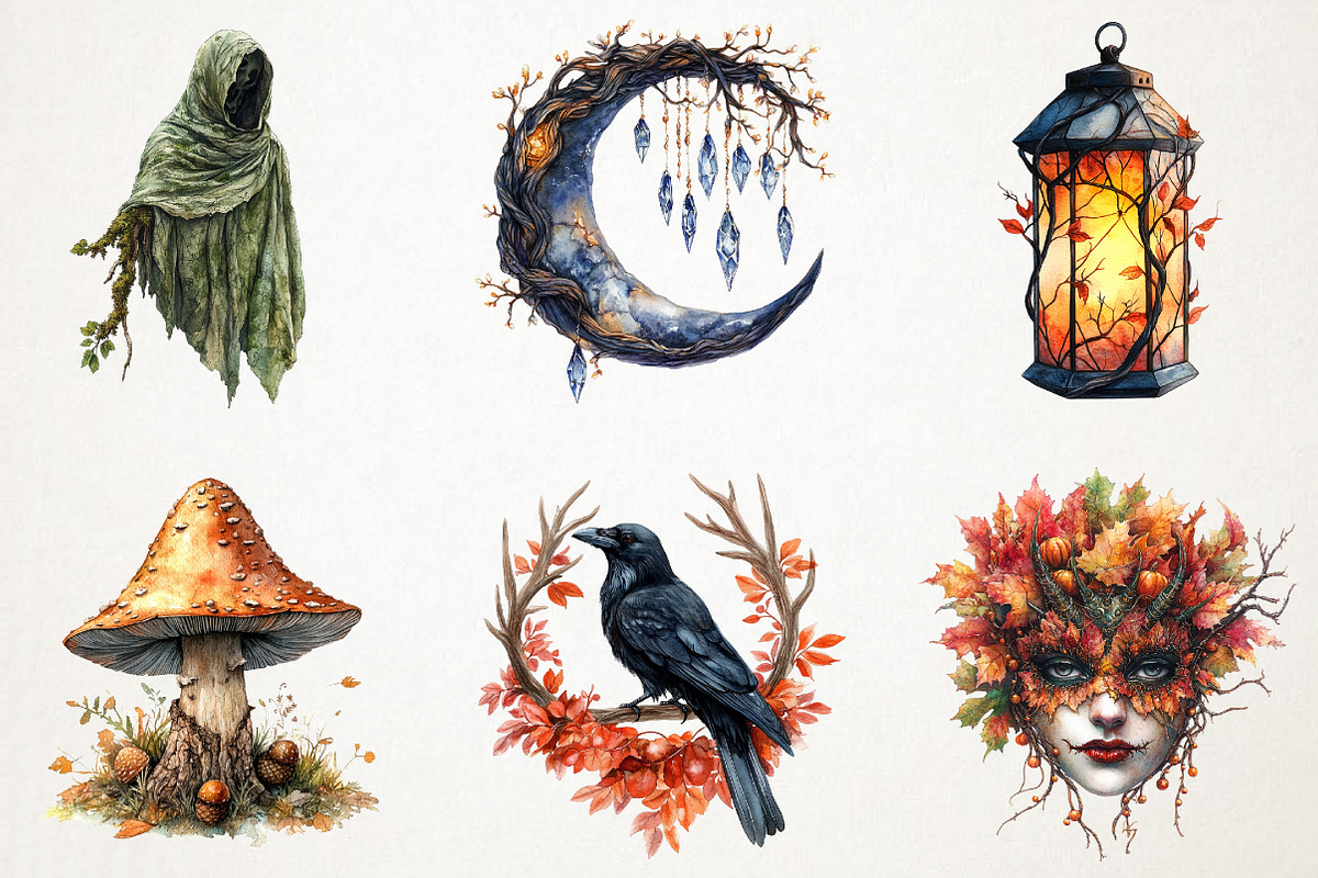 Halloween Forest Nymph Fray Clipart, an Illustration by RobertsArt (Photo 6 of 7)