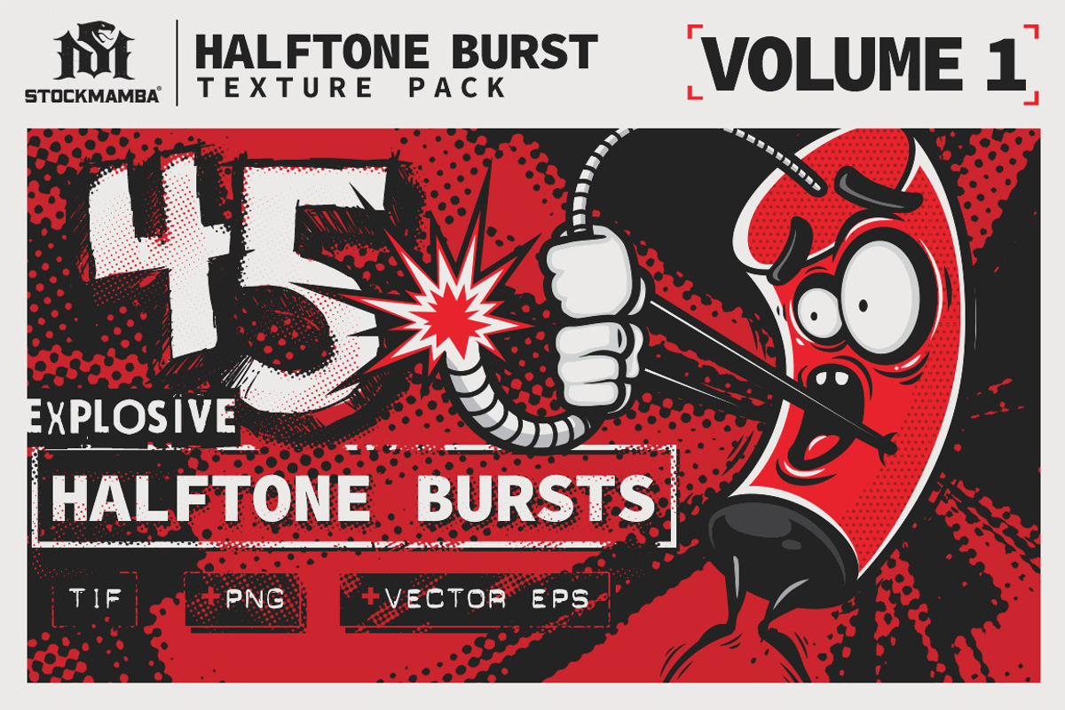 Halftone Burst Texture Pack, a Texture Graphic by StockMamba