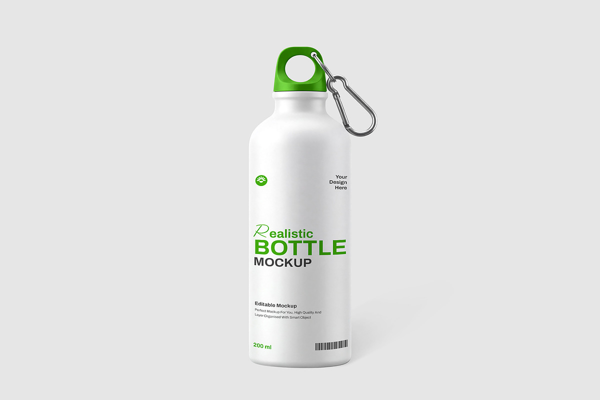 Water Bottle Mockup with Carabiner, a Packaging Mockup by graphypix (Photo 1 of 4)