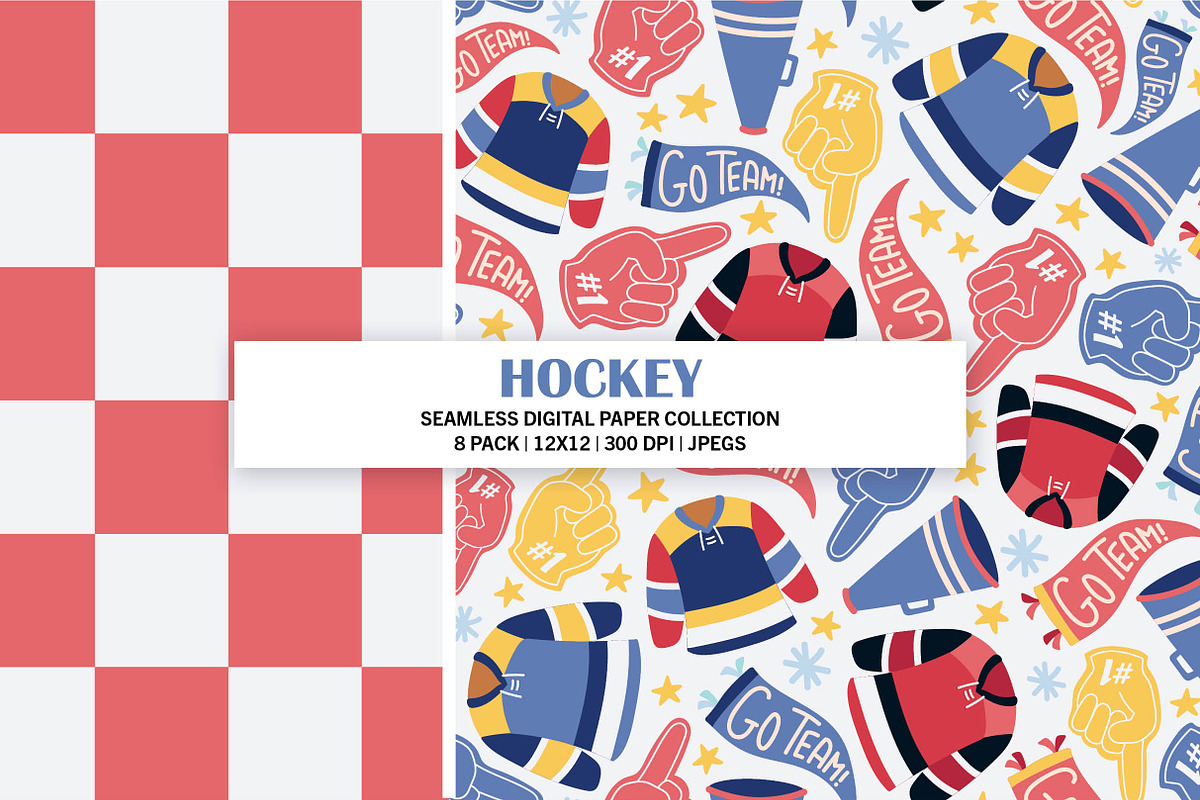 Ice Hockey Digital Seamless Patterns, a Pattern Graphic by Alanna Messina Design Co (Photo 5 of 8)