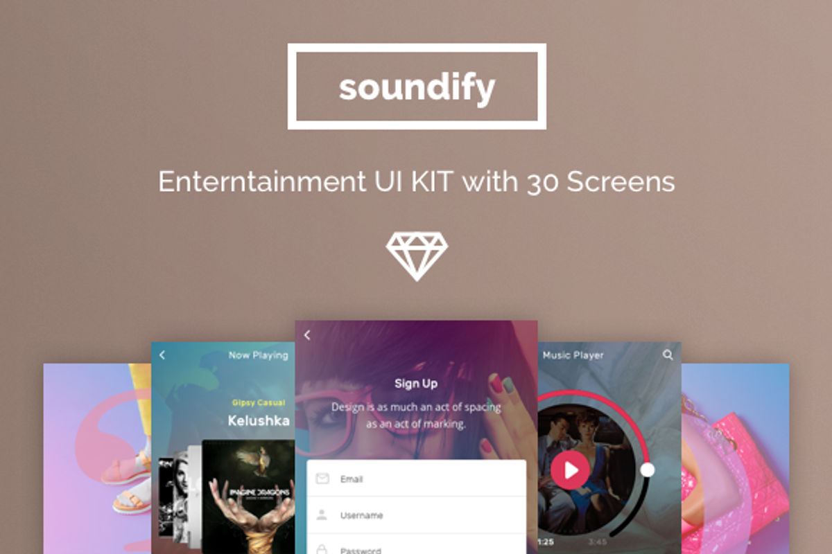 Soundify Music App UI Kit, an UI Kit Template by Designerbundle (Photo 1 of 4)