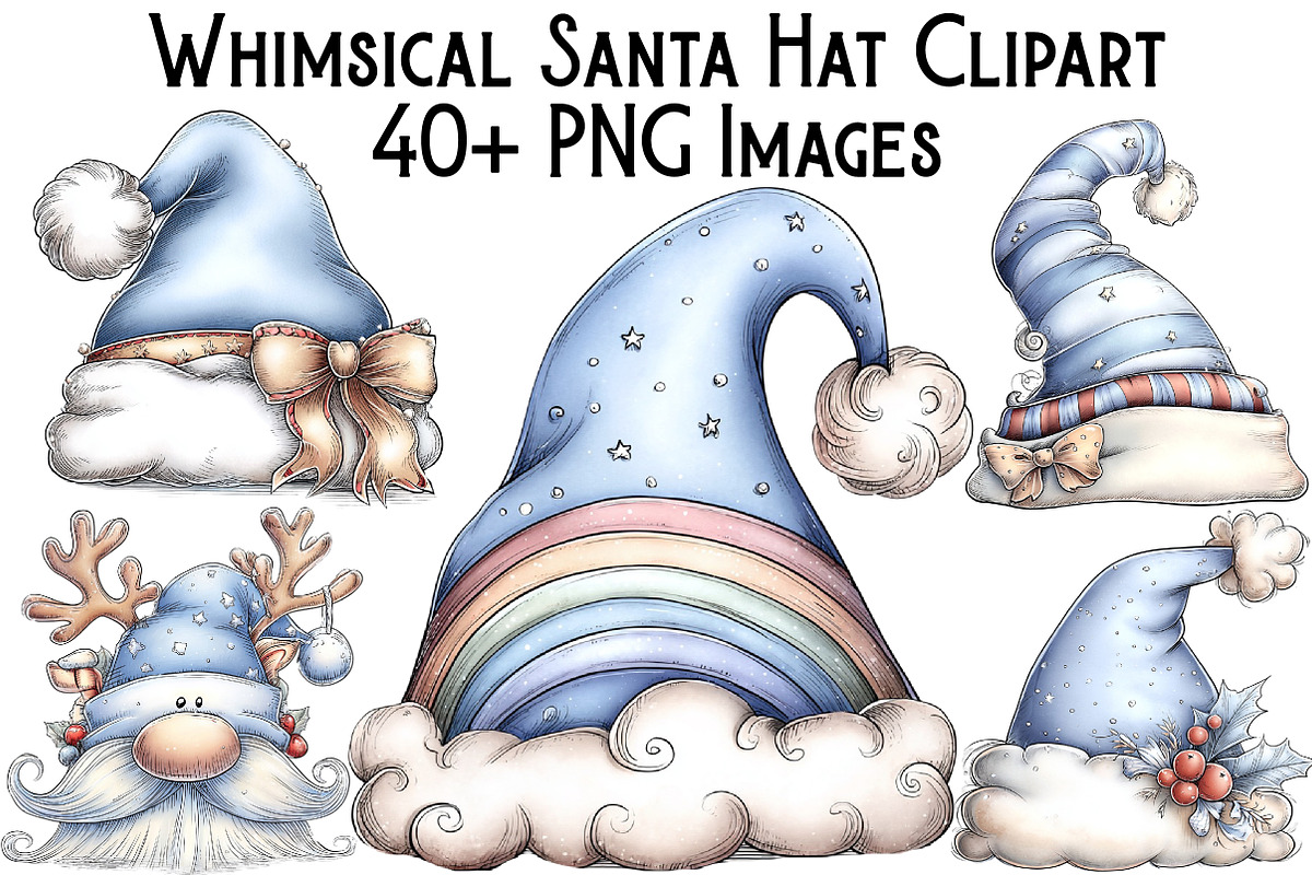 Whimsical Santa Hat Clipart, an Illustration by Pixels.Craft (Photo 1 of 6)