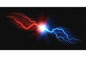 Bright red and blue lightning burst, a Texture Illustration by Andrey Yaroslavtsev
