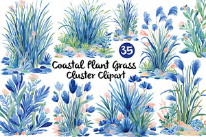 Coastal Plant Grass Cluster Clipart, an Illustration by Daily.Designs