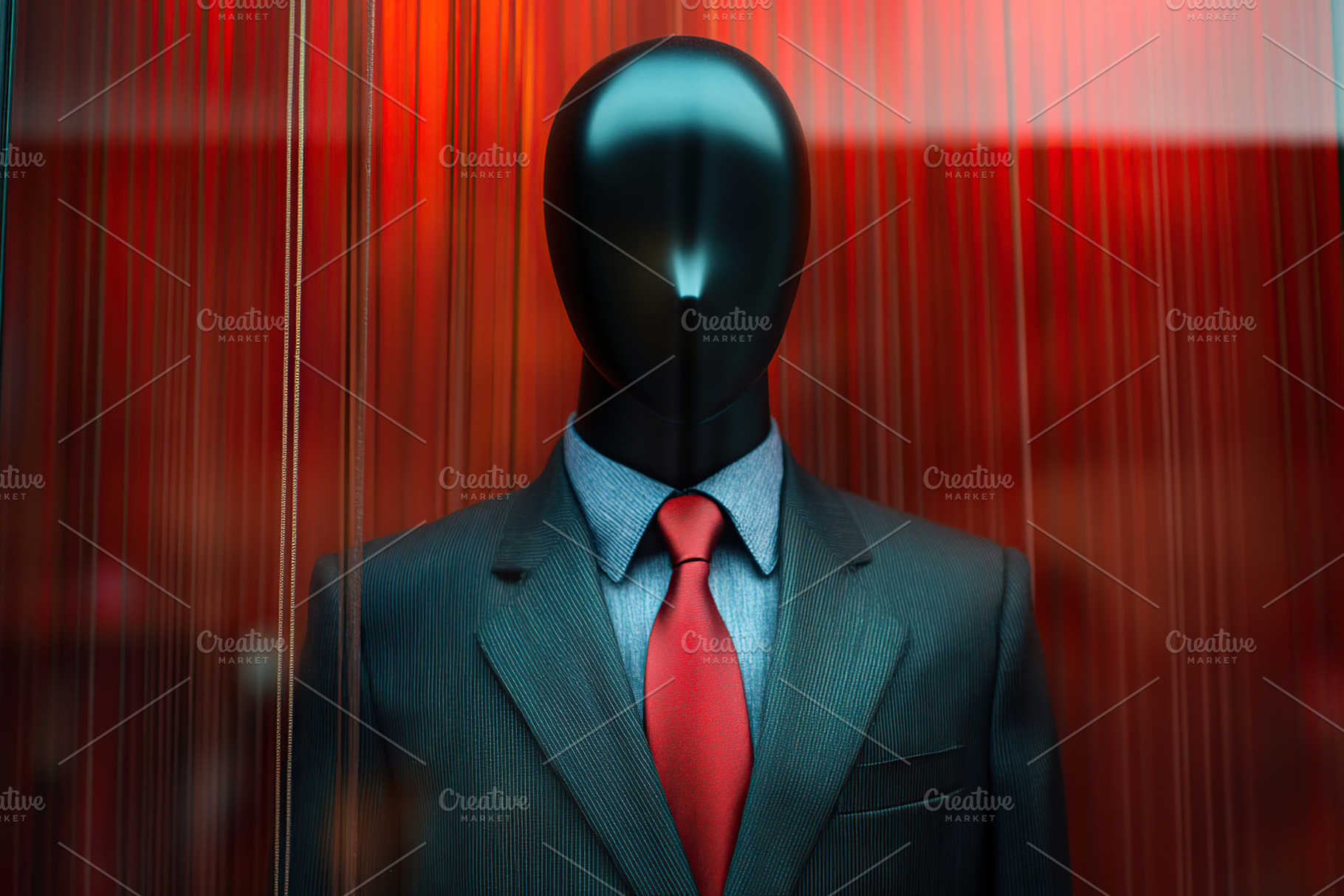 Business man costume with red tie in clothing store, a Photo by AlyaAnd