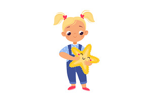 Girl Character Play Toy Yellow Star