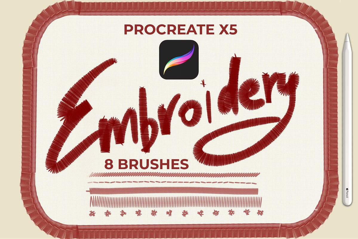 Embroidery for PROCREATE X5, a Brushes & More by Graphics Resources (Photo 1 of 2)