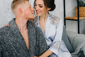 young couple in the morning at home, lifestyle