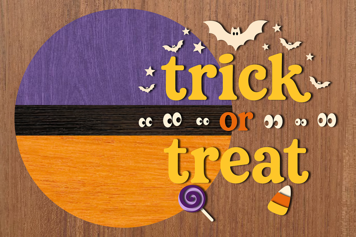 Trick or Treat Halloween Round Sign, an Object Graphic by OK Design (Photo 3 of 3)