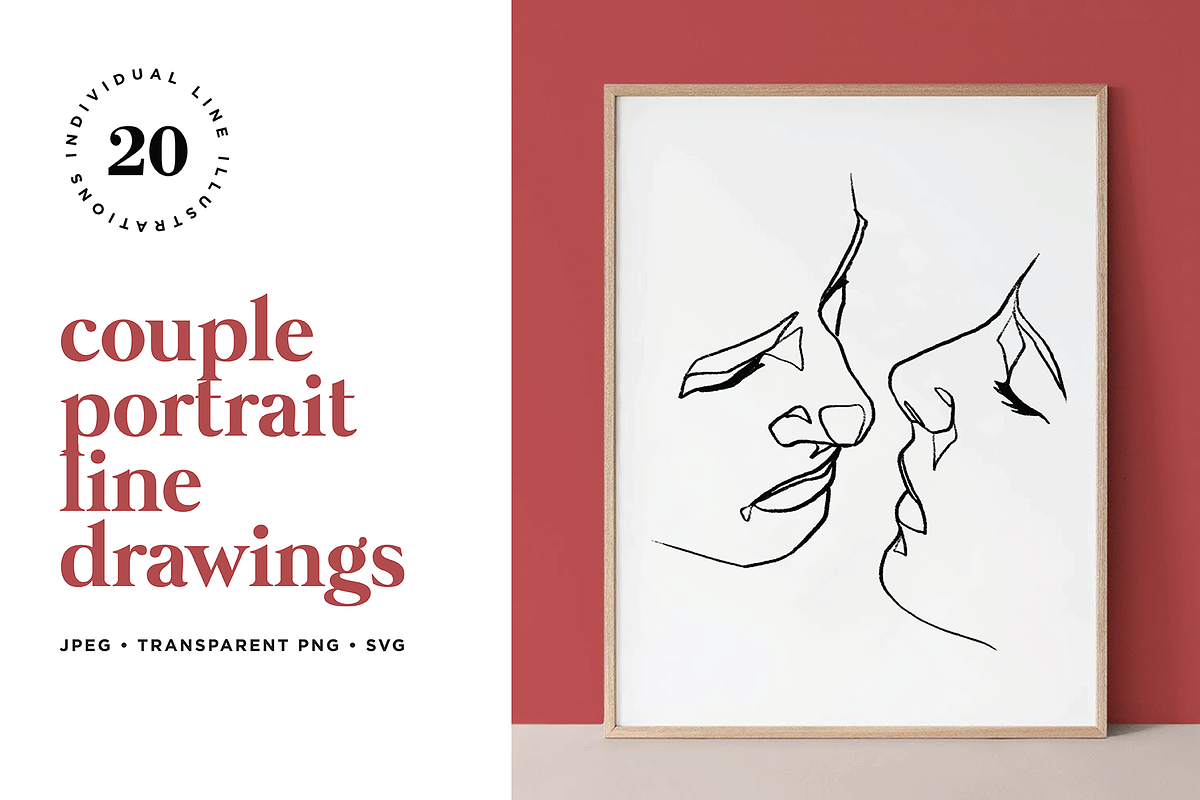 Abstract Couple Portrait Line Art, a Decorative Illustration by Rough Edges Supply Co. (Photo 1 of 9)