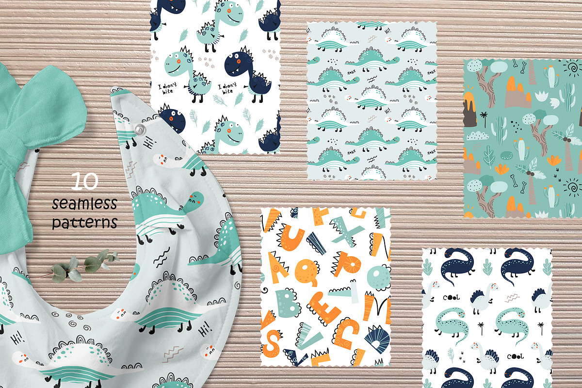 Cute Dinosaur Collection, a Wallpaper Graphic by Nafanya (Photo 5 of 10)