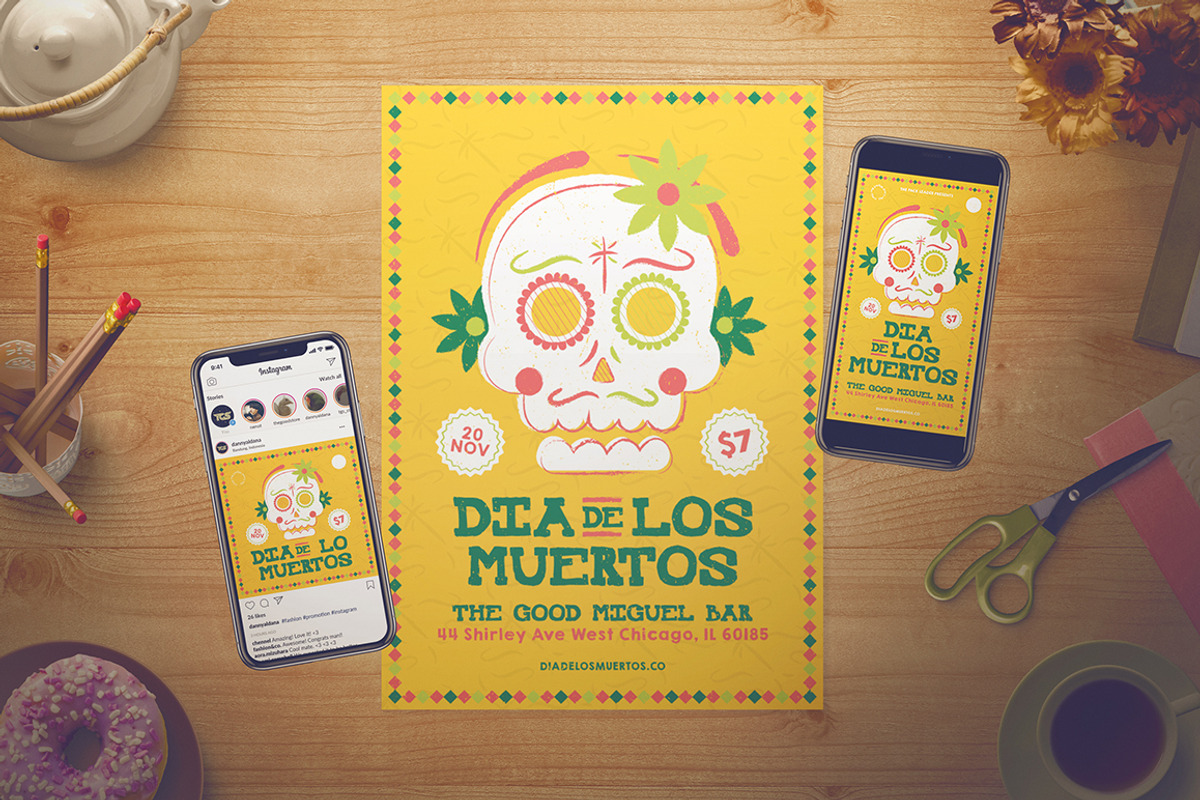 Dia De Los Muertos Flyer Set, a Flyer Template by The Good Store (Photo 1 of 2)