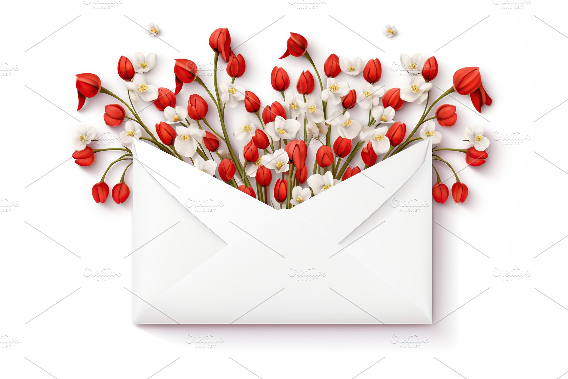 Blooming snowdrop flowers in letter envelope on white background, a Nature Photo by AlyaAnd