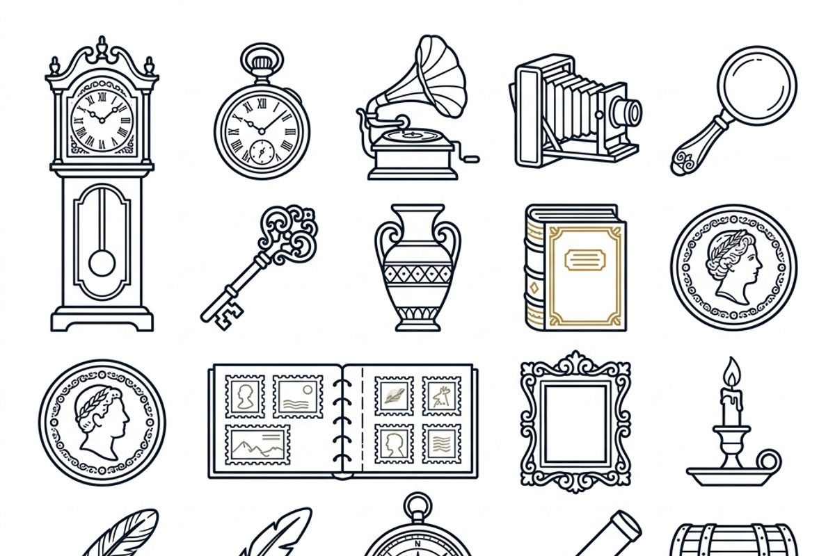 38 Antique Collector Outline Icons, an Outline Icon by adenpinkstore (Photo 2 of 15)