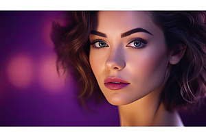 close woman purple background ai, a Beauty & Fashion Photo by pikepicture