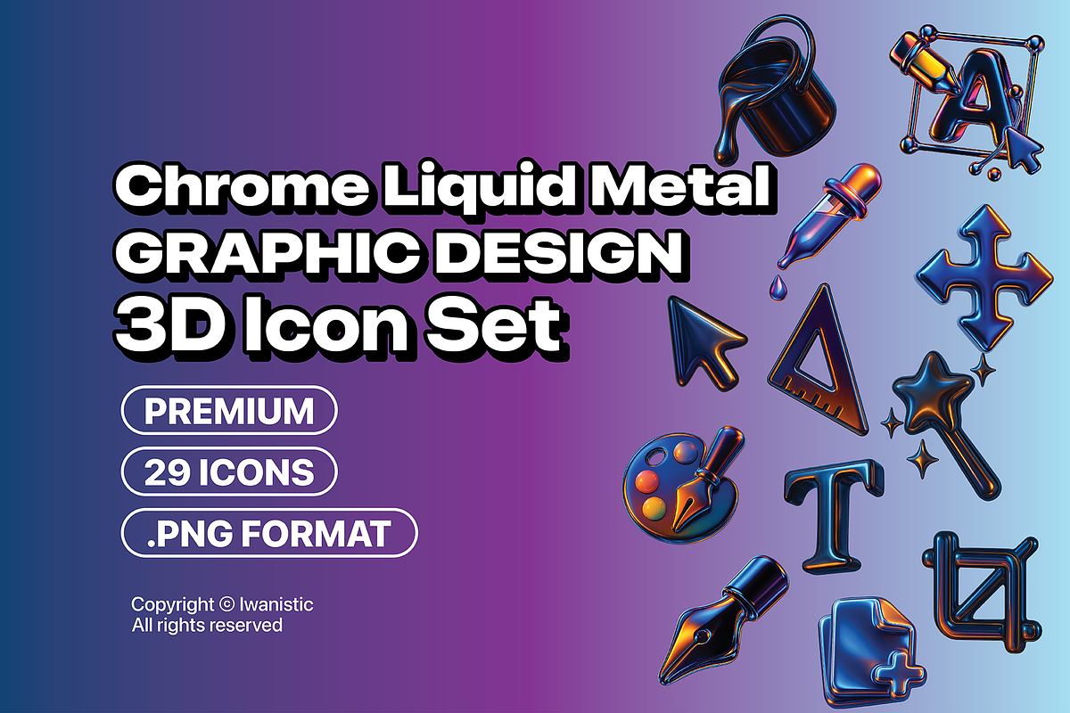 Chrome Liquid Metal Designer icons, a Duotone Icon by Iwanistic (Photo 1 of 7)