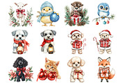Christmas Poodle Watercolor Clipart, a Seasonal Illustration by CitraGraphics (Thumbnail 4 of 5)