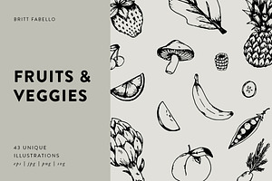 Hand-Illustrated Fruit & Veggies
