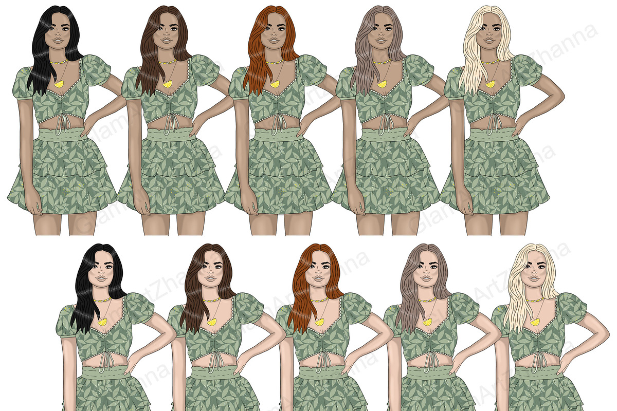 Lemon Girls Clipart, a Person Illustration by GlamArtZhanna (Photo 2 of 5)