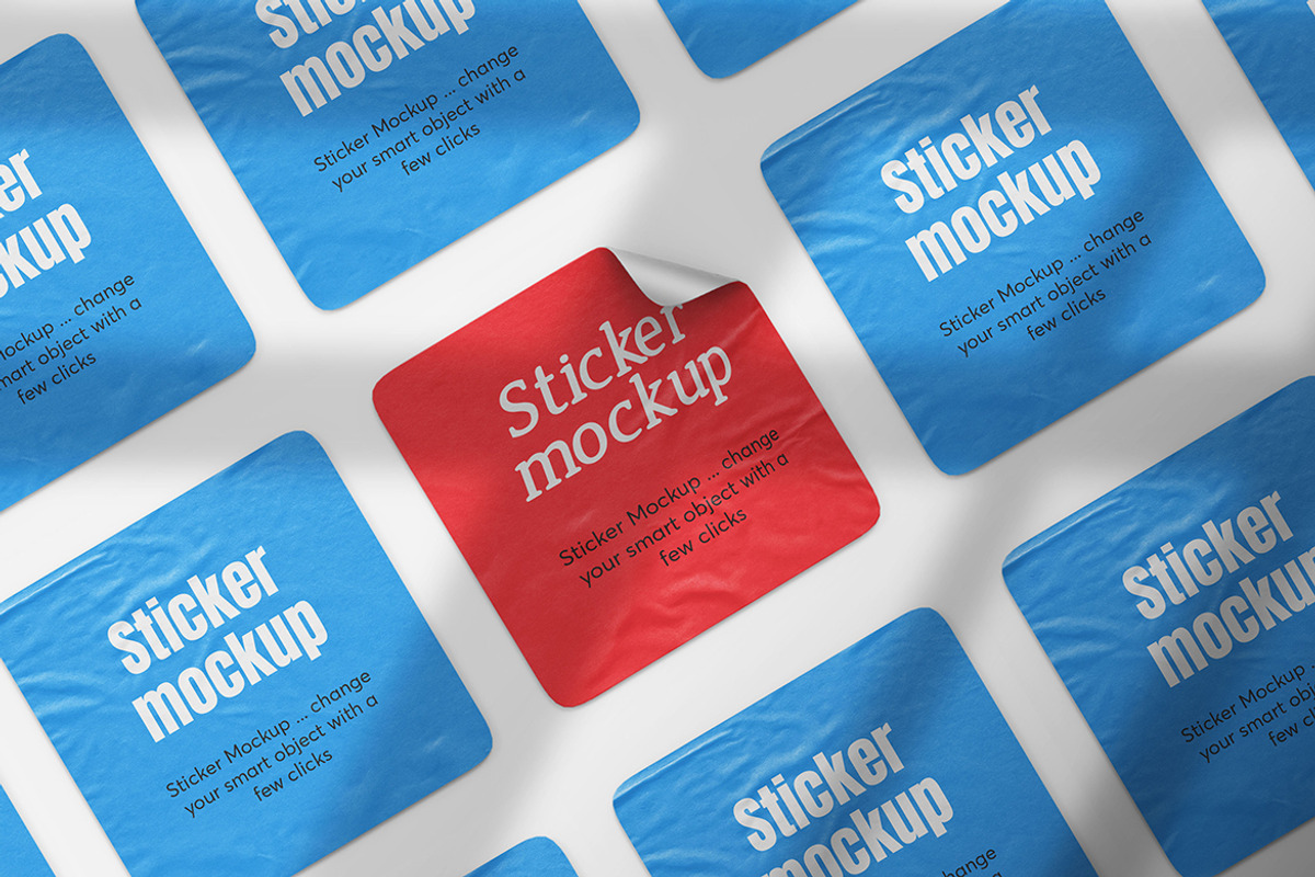 Square Stickers Mockup, a Print Template by PrexTheme