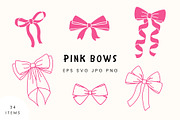 Pink Bows Set | 100% Hand Drawn, a Decorative Illustration by Kristina Chistiakova (Thumbnail 1 of 4)
