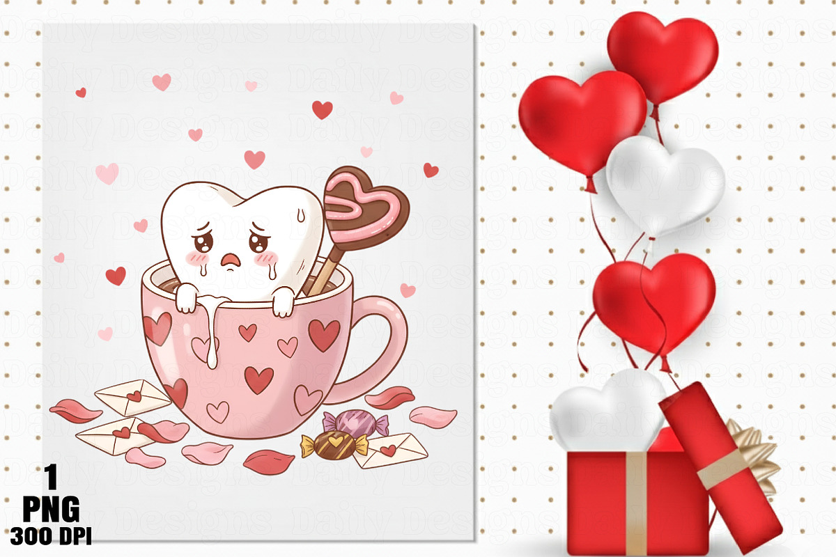 Sad Kawaii Heart in Valentine Mug PN, an Illustration by Daily.Designs (Photo 4 of 5)