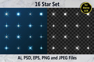 16 Star Set, an Object Graphic by Elena Lux