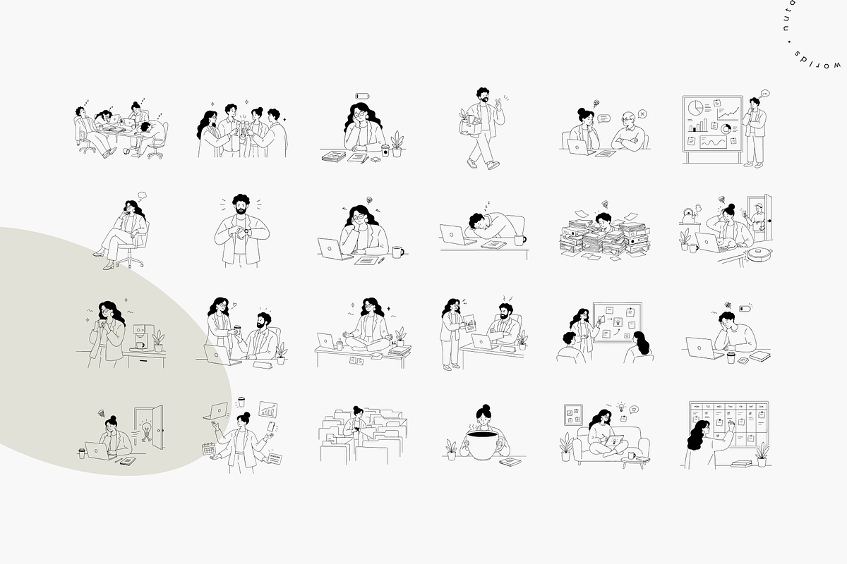 Office Workday Stories | Vector Pack, a Person Illustration by Nutalin Art (Photo 7 of 12)
