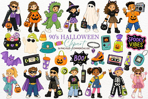 90s Kids Halloween Party Clipart PNG