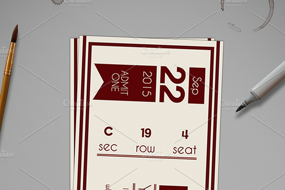 Multipurpose retro ticket 01, a Card Template by Tzochko (Photo 2 of 5)