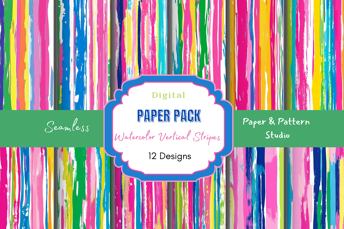 Watercolor Vertical Stripes Pattern, a Pattern Graphic by Paper & Pattern Studio (Photo 1 of 9)