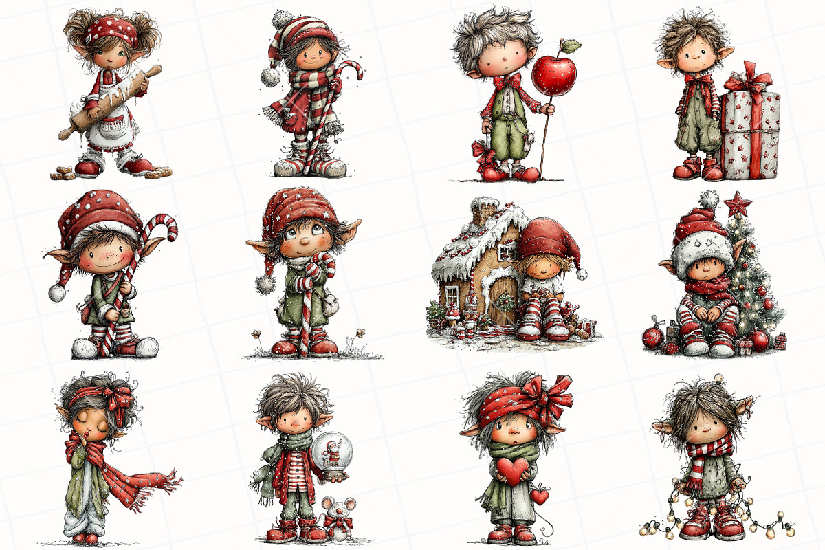 Christmas Elf Clipart, an Illustration by OK Design (Photo 3 of 6)