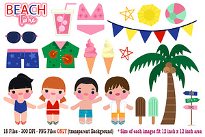 Beach Time Digital Clipart