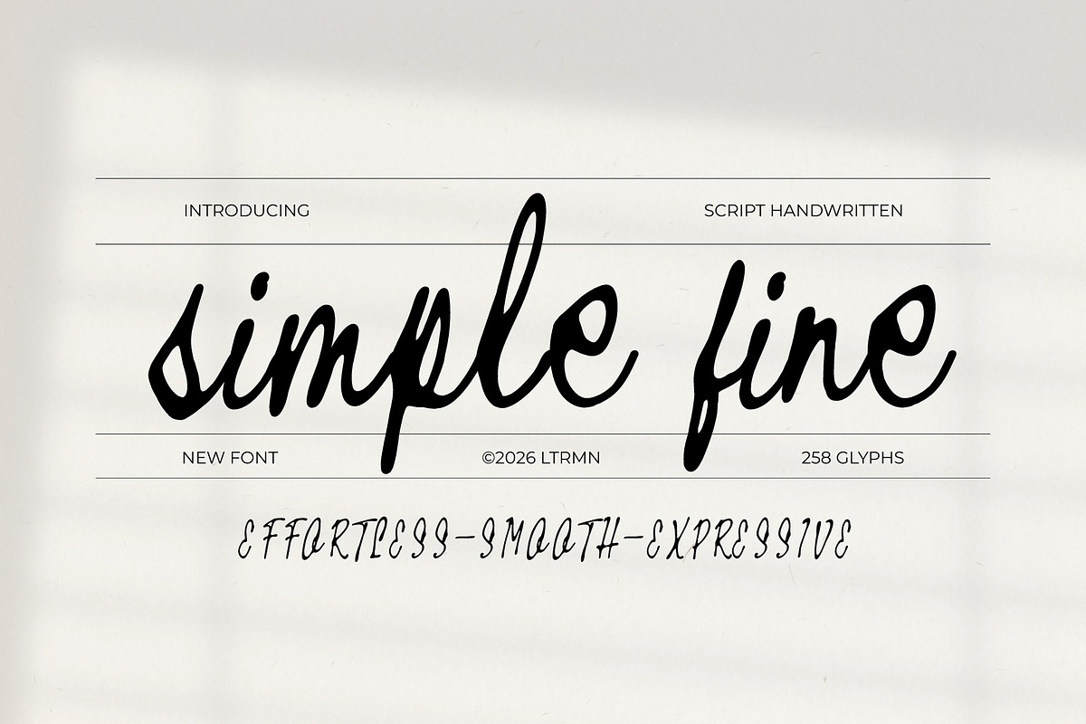 Simple Fine - Script Handwritten, a Handwritten Font by Lettermine (Photo 1 of 10)