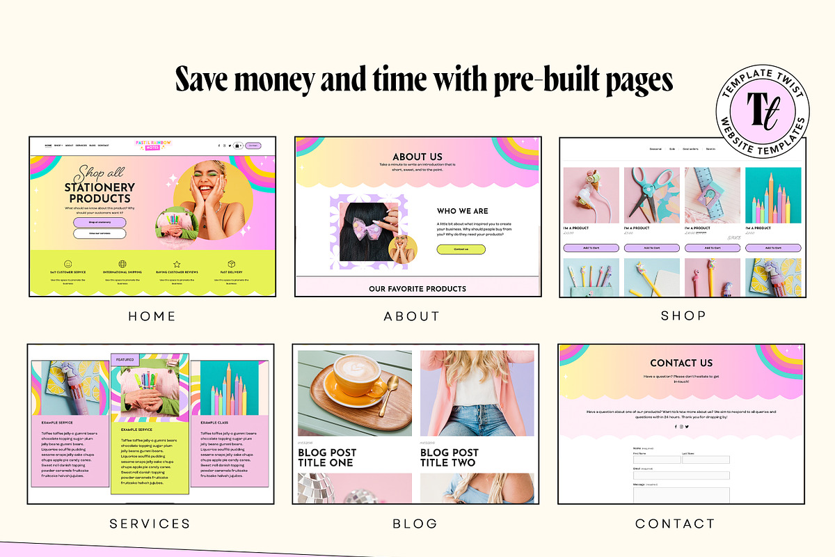 Pastel Rainbow Website Template
