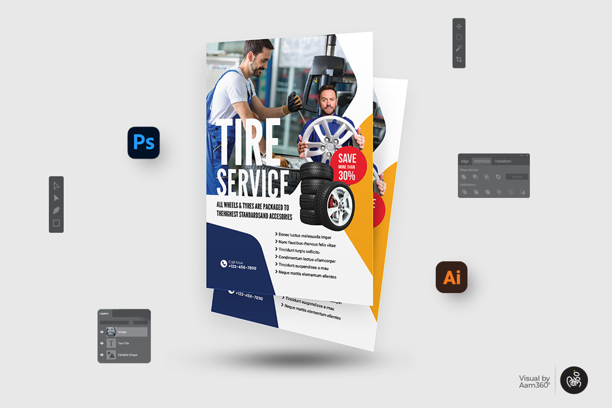 Tire Repair Service Flyer Template, a Flyer Template by Aam360 (Photo 4 of 5)