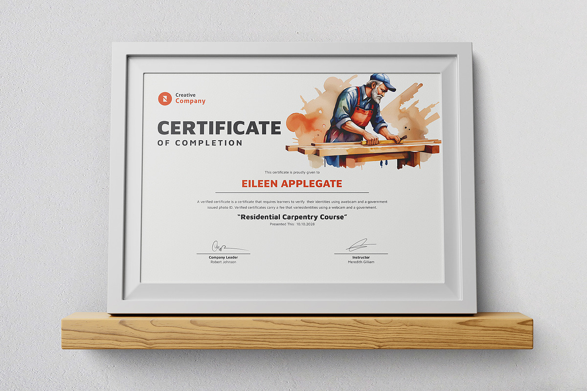 Carpenter Training Certificate, a Stationery Template by DesignDevisers (Photo 3 of 10)