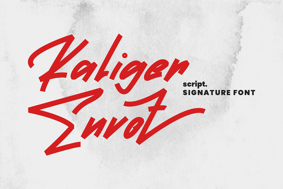 Kaliger Envot Signature Script Font, a Font by Maulana Creative (Photo 1 of 7)