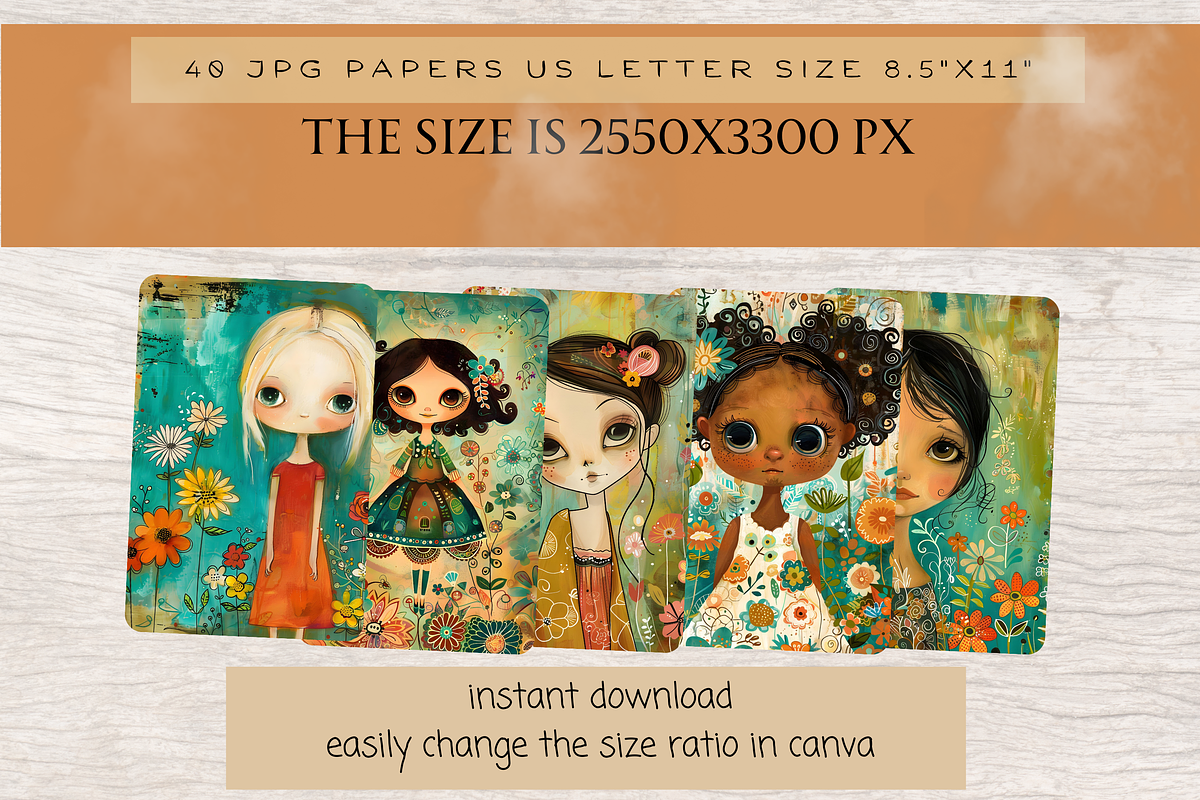 FLORAL WHIMSICAL GIRLS JUNK JOURNAL, a Person Illustration by Daring Digies (Photo 5 of 7)