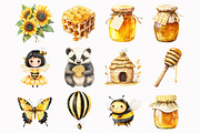 Honey Bee Watercolor Clipart, an Illustration by Design Market (Thumbnail 3 of 4)