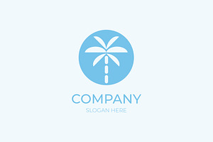Tropical beach coconut tree logo