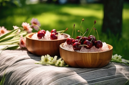 A photo of two wooden bowls filled w, a Photo by Iftikhar Alam