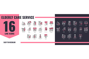 Elderly care service icons set, a Healthcare Illustration by Vector Tradition