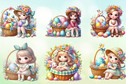 Cute Little Easter Girls Sublimation, a Seasonal Illustration by Craft Nest (Thumbnail 5 of 6)
