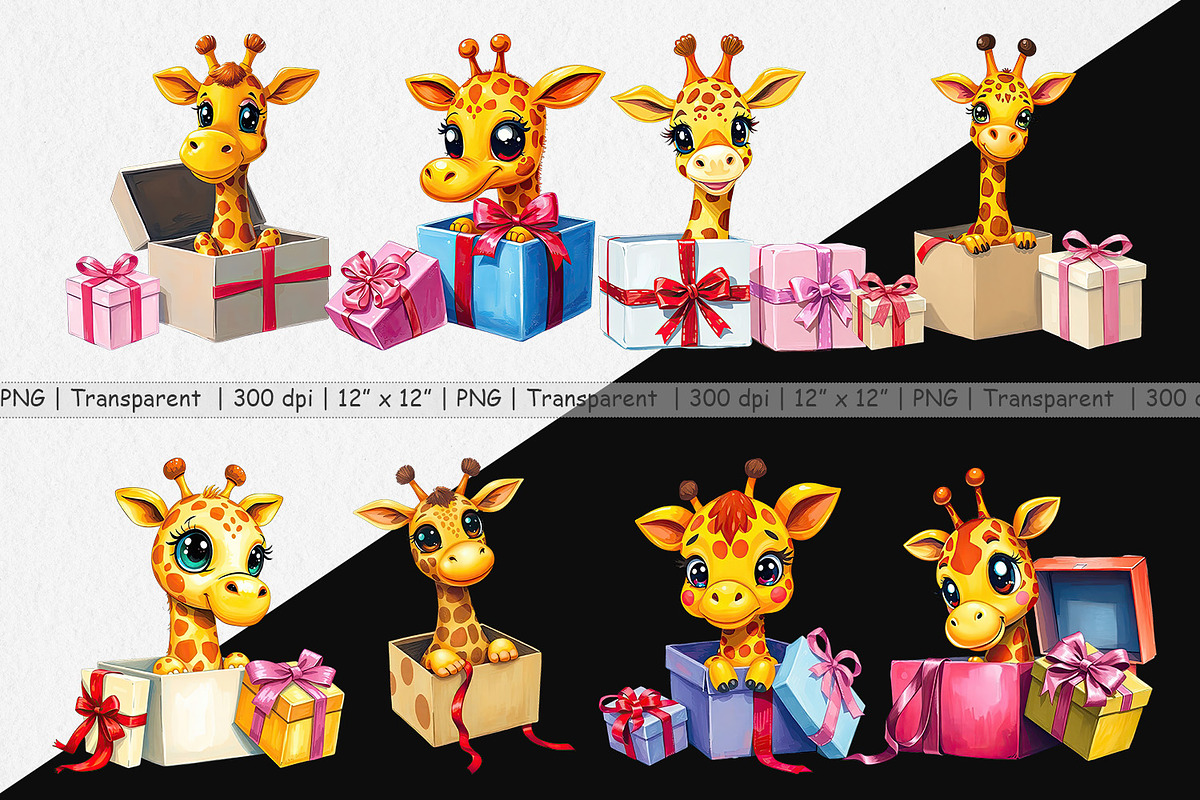 Giraffe Clipart Gift, a Graphic by Artnoy (Photo 2 of 5)